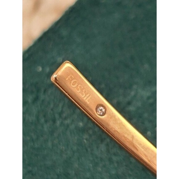 Fossil Drop Earrings | Silver & Gold-Tone Modern Arc Design - Picture 2 of 4